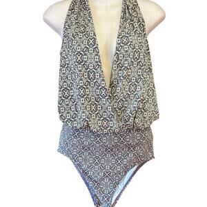 BCBG Women’s Medium One Piece Swimsuit with Drop Neckline